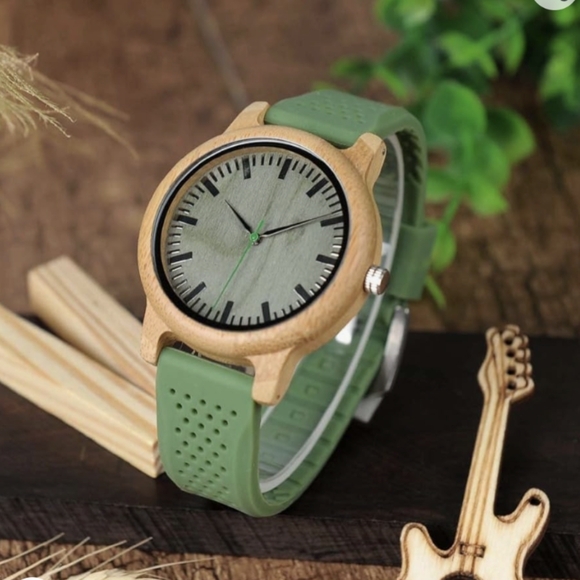 BOBO BIRD Unisex Bamboo Wood Watch – Eco-Friendly Green Wristwatch | New - Picture 5 of 14